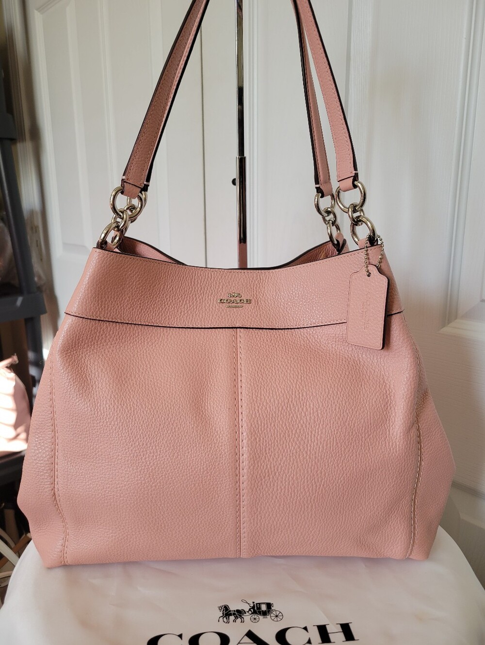 COACH  Blush Pink Lexy Pebbled Leather Shoulder Bag Tote